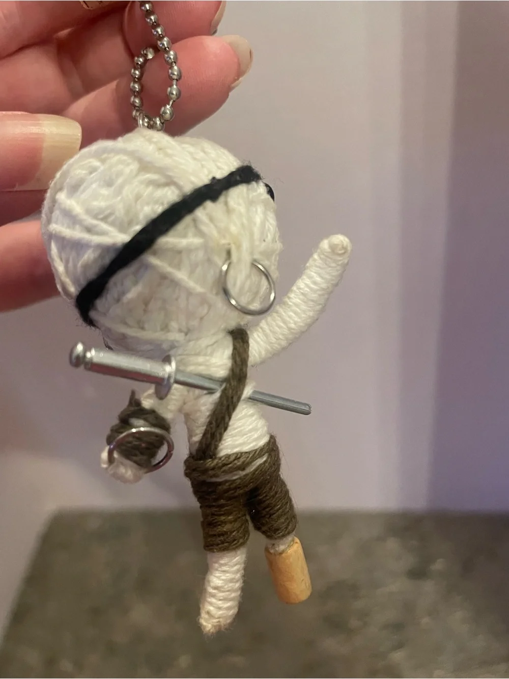 Vintage Voo Doo Friends Voodoo Doll Keychain Yarn Mummy Genuine Tagged
